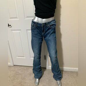 Miss Me Jeans Women's Size 31 Blue Medium Wash Boot Cut Low Rise Jd1037B2X